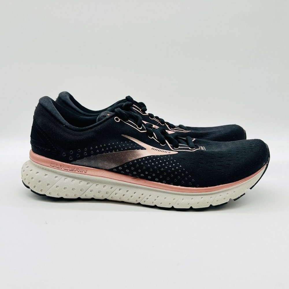Brooks Glycerin 18 Womens 9.5 Black Pink Running Shoes Sneakers Trainers